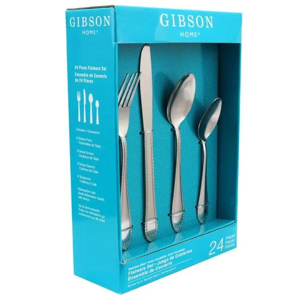 Gibson Home New Wilmington 24-Piece Stainless Steel Flatware Set, Service for 6