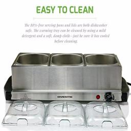 Ovente FW153W 3-Tray Buffet Server with Stand-Alone Warming Tray, Stainless Steel thumbnail 8