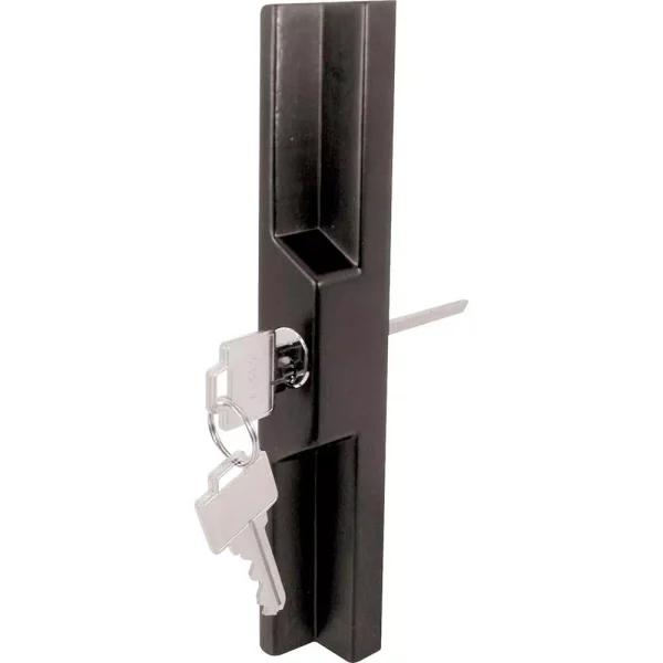 Prime-Line Black Diecast Sliding Door Outside Pull Keyed Lock for Adams Rite and W&F