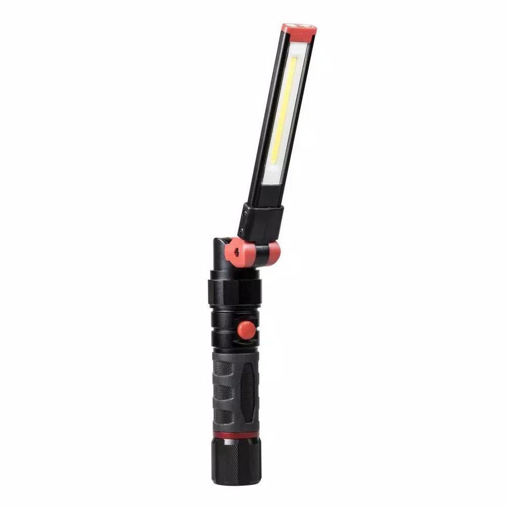 Dorcy 500 Lumen Ultra HD COB LED Foldable Work Light and Flashlight with Magnetic Base, Black/Red