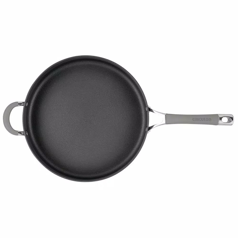 Circulon Elementum 5 qt. Hard-Anodized Aluminum Nonstick Saute Pan with Glass Lid, Oyster Gray