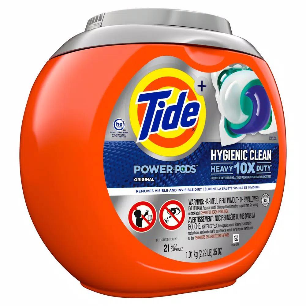 Tide Heavy Duty 10X Hygienic Clean Power Pods Laundry Detergent, Original Scent, 21-Count (4-Pack)