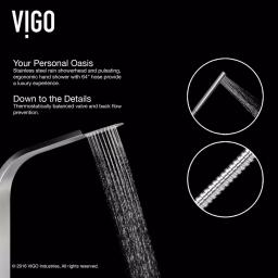VIGO Brielle 70.5 in. Stainless Steel 6-Jet High Pressure Shower Panel System with Rainhead and Handheld thumbnail 8