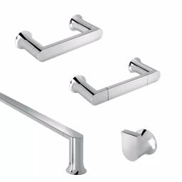 MOEN Genta 4-Piece Chrome Bath Hardware Set - Towel Bar, Hand Towel Bar, Robe Hook & Toilet Paper Holder thumbnail 1