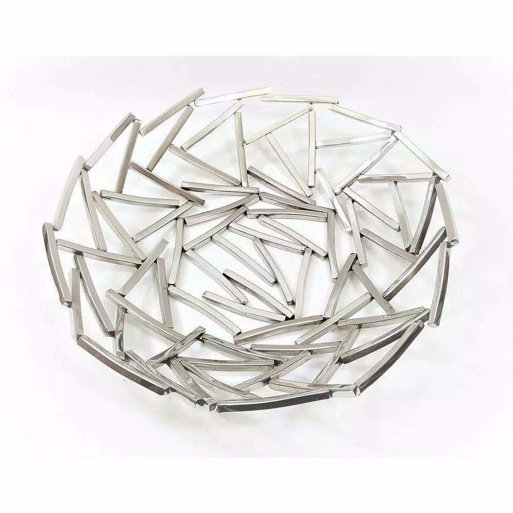 Heim Concept 15 in. Positano Round Nickel Plated Stainless Steel Serving Tray