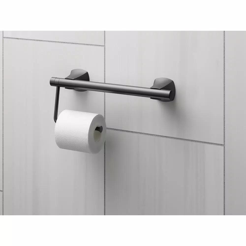 KOHLER Matte Black Toilet Tissue Holder Accessory for Carmichael, Arsdale, and Rubicon Grab Bars