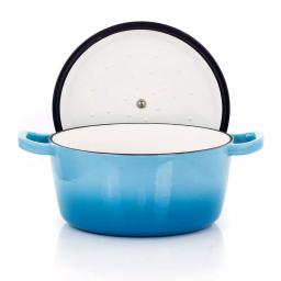 MegaChef 5 Qt. Round Enameled Cast Iron Casserole Dish with Lid, Blue thumbnail 4