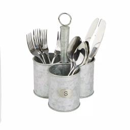 Mind Reader 3-Section Galvanized Metal Utensil Caddy & Silverware Organizer thumbnail 2