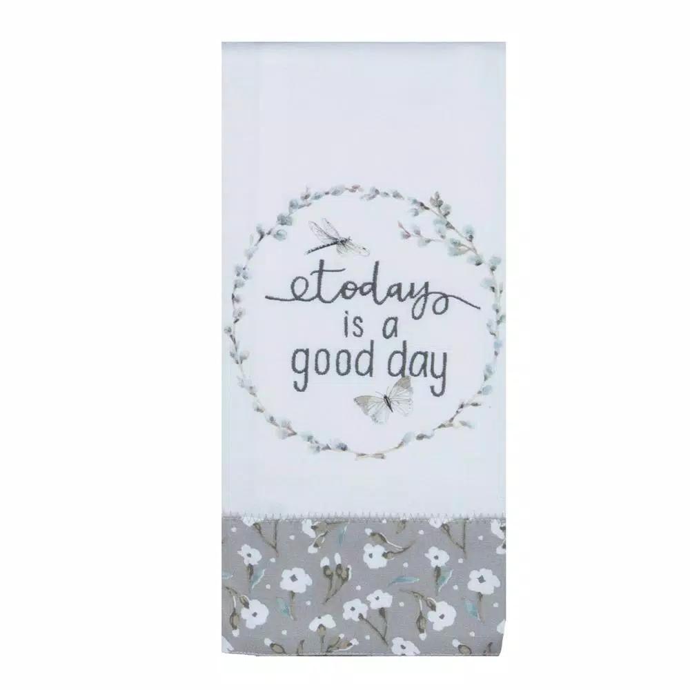 Kay Dee Lisa Audit Watercolor Floral Gray Cotton Kitchen Textile Set - 4 Piece Set