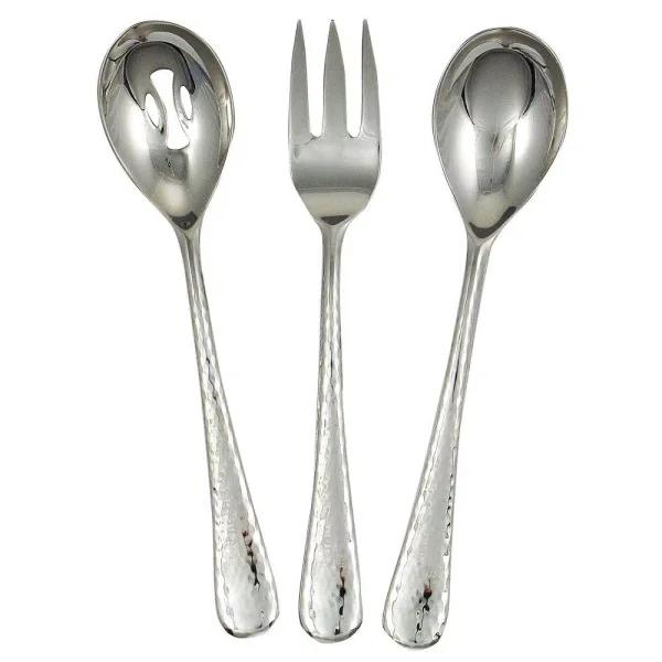 Ginkgo Shimmer 3-Piece Hostess Serving Set, 18/0 Stainless Steel