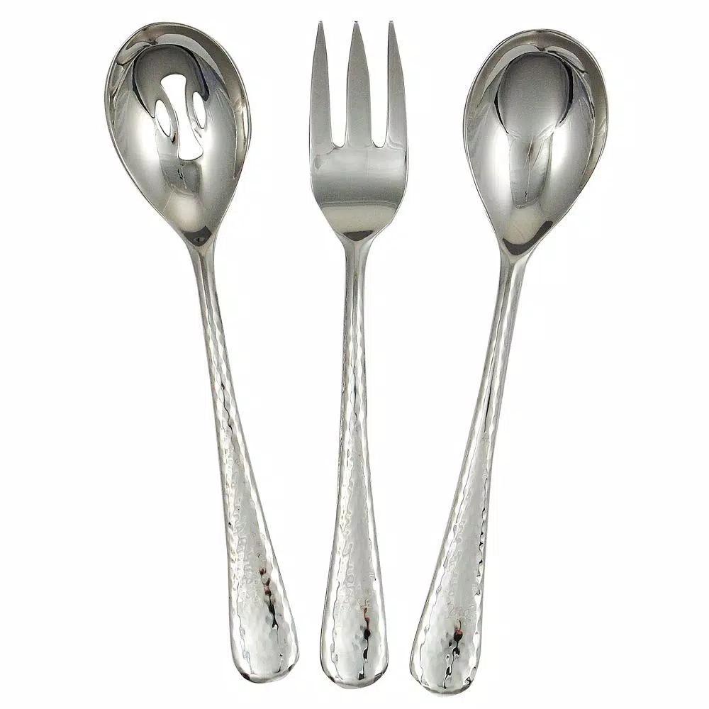Ginkgo Shimmer 3-Piece Hostess Serving Set, 18/0 Stainless Steel