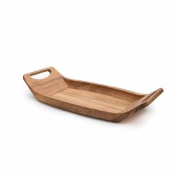 Ironwood Gourmet Norwegian Saddle Acacia Wood Serving Tray with Handles thumbnail 3