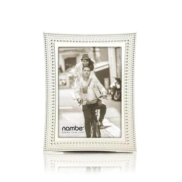 Nambe Silver-Plated Beaded Metal Picture Frame, 5 x 7, Contemporary Tabletop Design