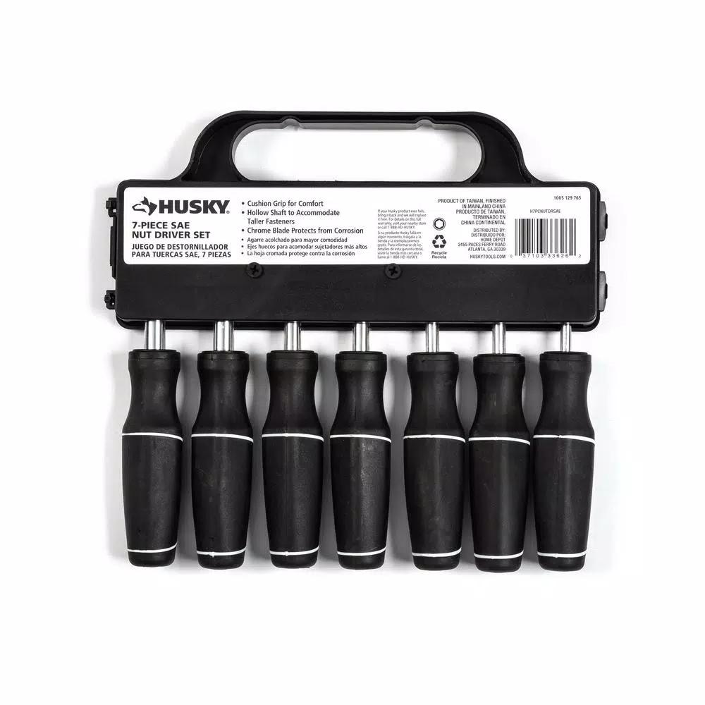 Husky 7-Piece SAE Nut Driver Set with Ergonomic Cushion Grip