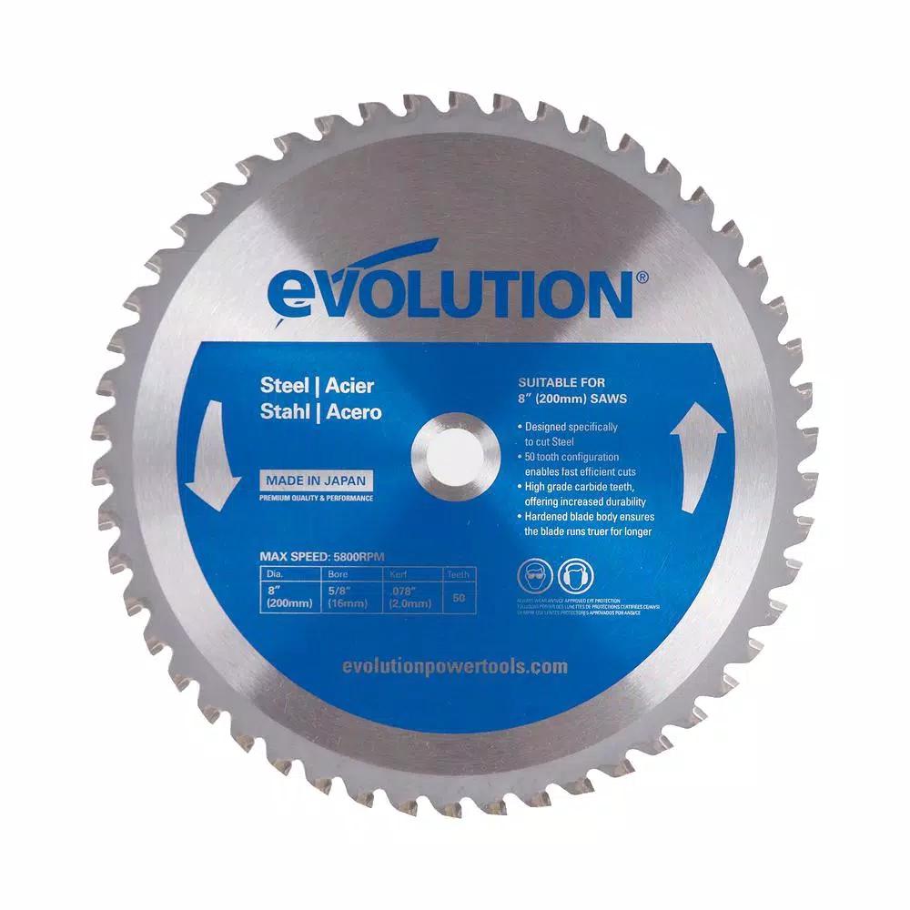 Evolution Power Tools 8 in. 50-Teeth Carbide Metal Cutting Saw Blade for Mild Steel