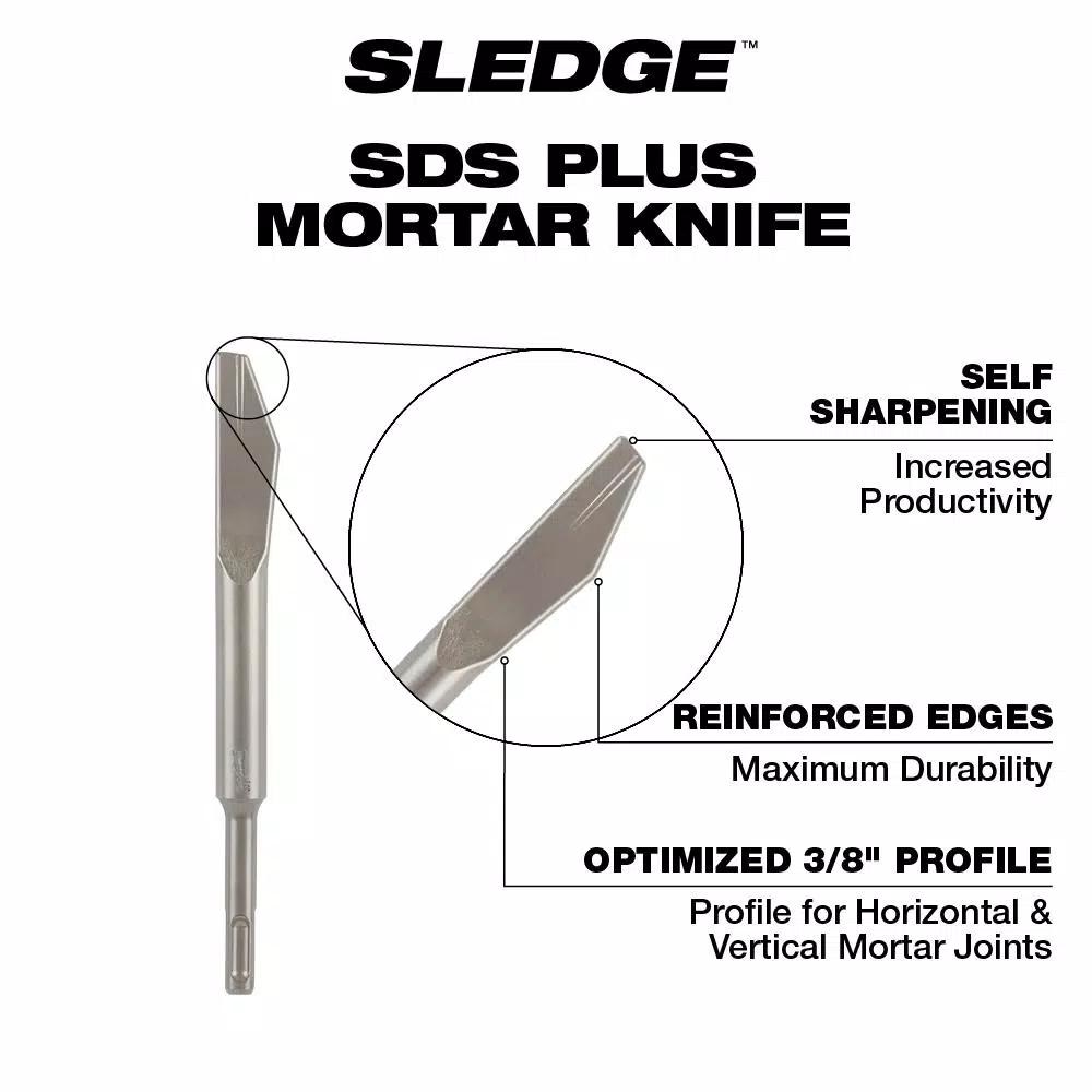 Milwaukee SDS-Plus SLEDGE 3/8 in. x 8 in. Steel Mortar Knife Chisel Bit