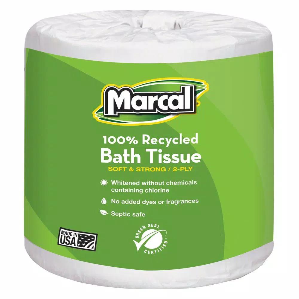 Marcal White 2-Ply Bath Tissue, 48 Rolls, 336 Sheets Per Roll