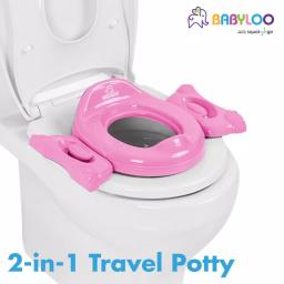 Babyloo 2-in-1 Portable Travel Potty for Toddlers with Collapsible Legs and Travel Bag - Pink thumbnail 2