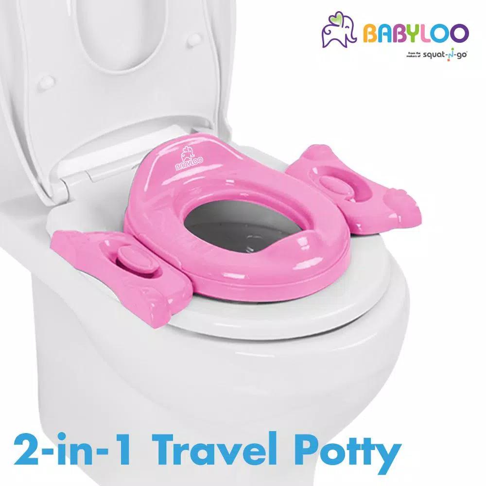 Babyloo 2-in-1 Portable Travel Potty for Toddlers with Collapsible Legs and Travel Bag - Pink