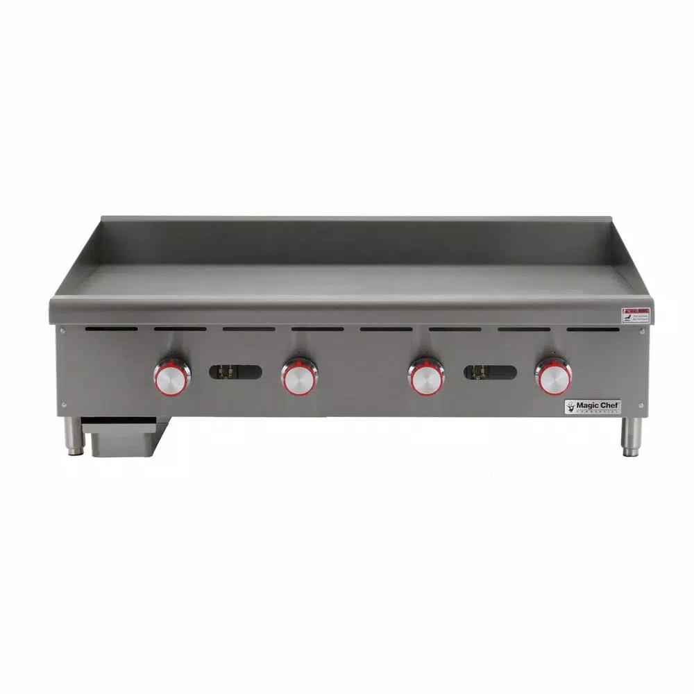 Magic Chef 48 in. Natural Gas Commercial Countertop Griddle, Stainless Steel