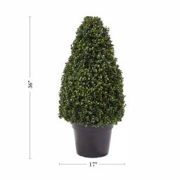 Pure Garden 36 in. Artificial Boxwood Tower Style Topiary with Pot thumbnail 2