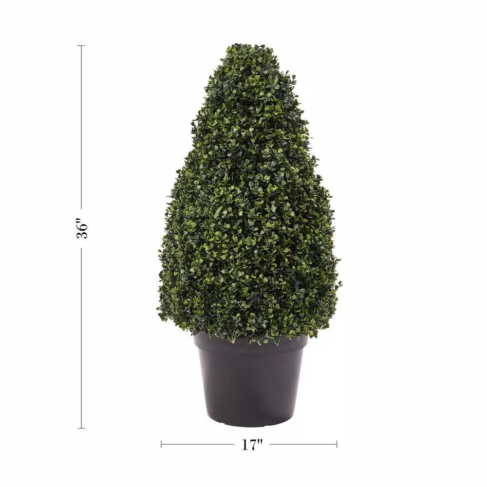 Pure Garden 36 in. Artificial Boxwood Tower Style Topiary with Pot
