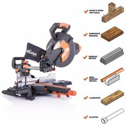 Evolution Power Tools Evolution R255SMS+ 10 in. 15 Amp Sliding Compound Miter Saw with Multi-Material Blade thumbnail 2