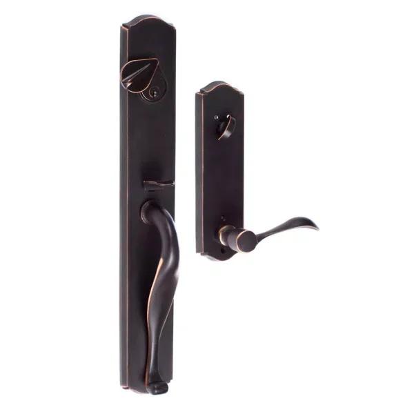 Sure-Loc Hardware Sure-Loc Wasatch Vintage Bronze Single-Cylinder Keyed Entrance Leverset with Deadbolt, Left-Handed
