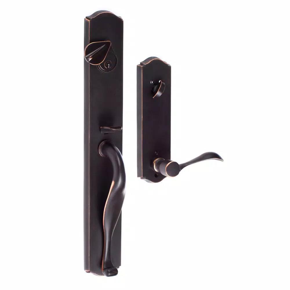 Sure-Loc Hardware Sure-Loc Wasatch Vintage Bronze Single-Cylinder Keyed Entrance Leverset with Deadbolt, Left-Handed