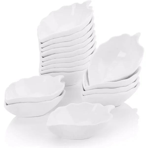 MALACASA 4.5 in. White Porcelain Ramekins Set of 16, Ceramic Souffle Dishes and Serving Bowls