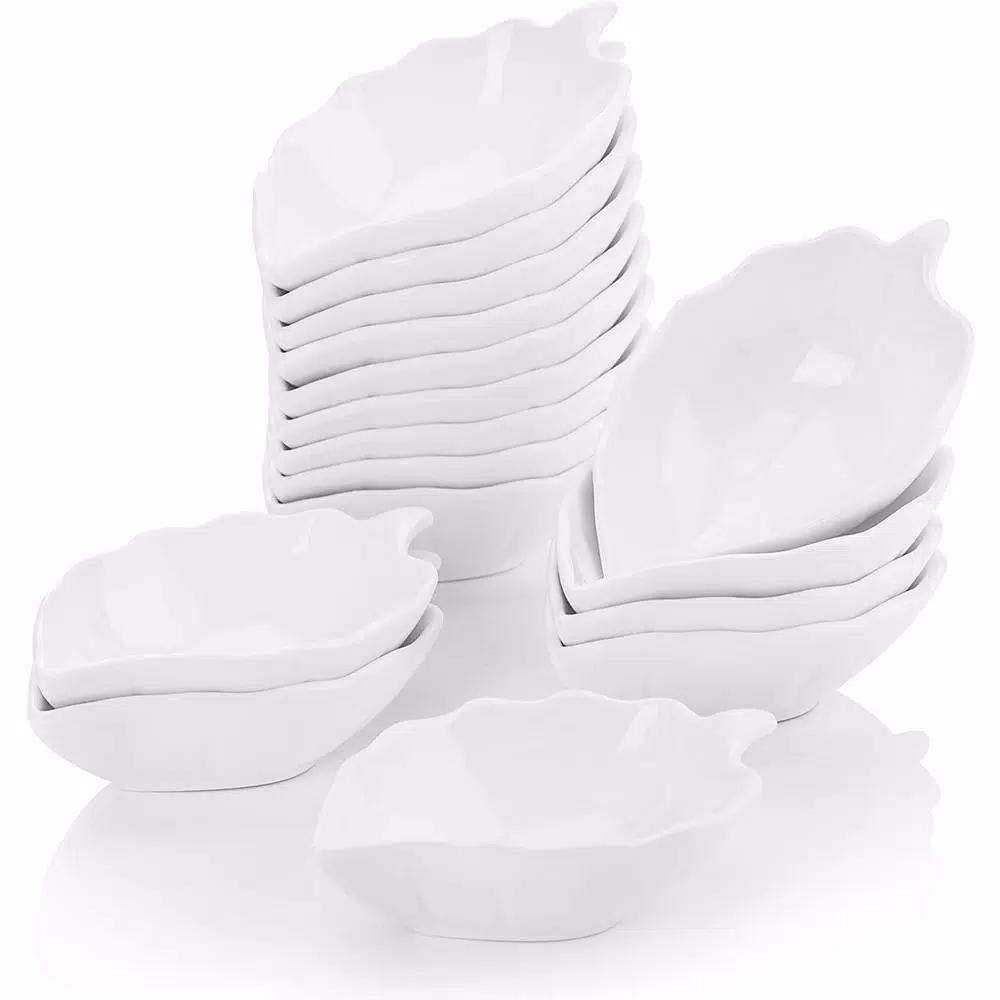 MALACASA 4.5 in. White Porcelain Ramekins Set of 16, Ceramic Souffle Dishes and Serving Bowls