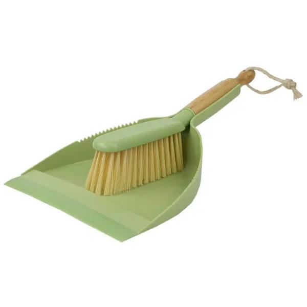 Home Basics Bliss Collection Green Bamboo Broom and Dustpan Set, 8.62 in.