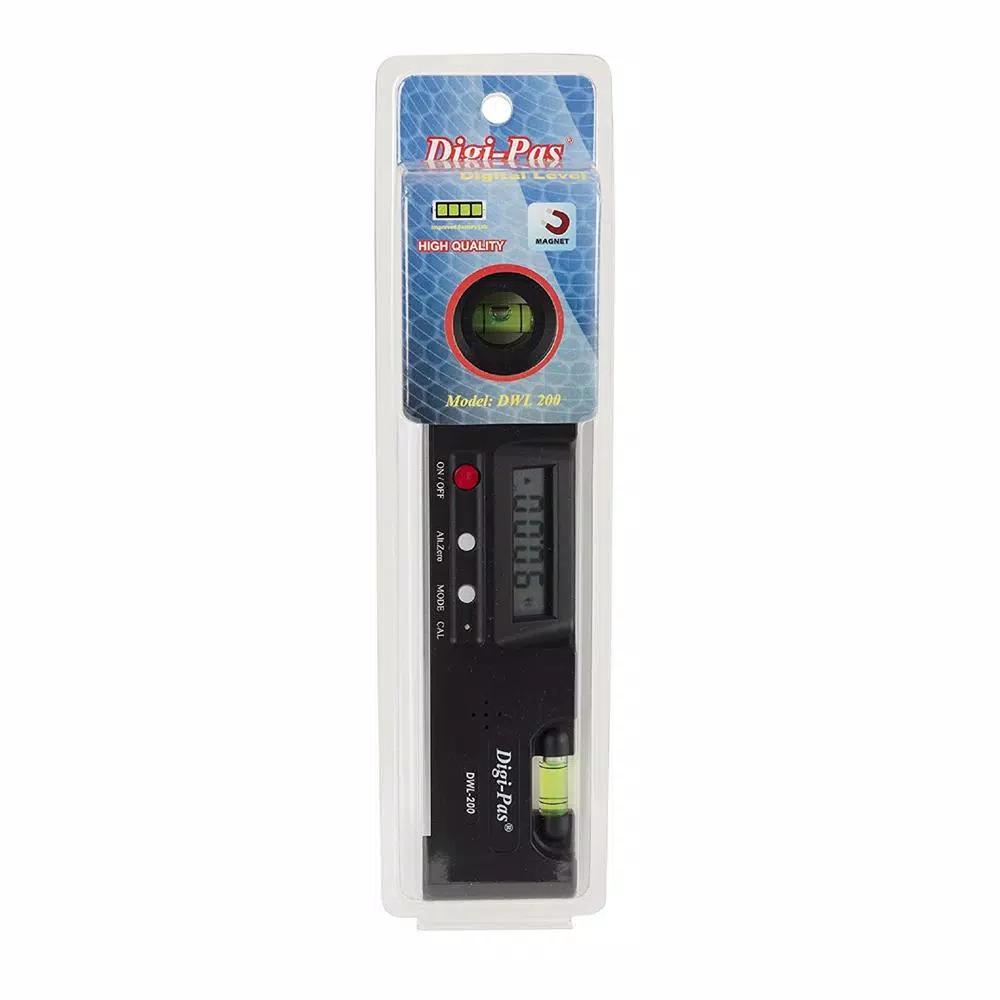 Digi-Pas DWL-200 7.9 in. Digital Torpedo Level with Magnetic Base and Protractor Angle Gauge