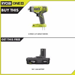 RYOBI 18V ONE+ Cordless 3-Speed 1/4 in. Hex Impact Driver with 1.5 Ah Battery thumbnail 2