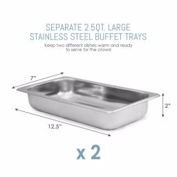Elite Gourmet 2.5 Qt. Stainless Steel Buffet Server with 2 Crocks and Warming Tray thumbnail 2