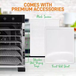 NutriChef 6-Tray Food Dehydrator Machine, 600W with Digital Timer and Temperature Control, Black thumbnail 2