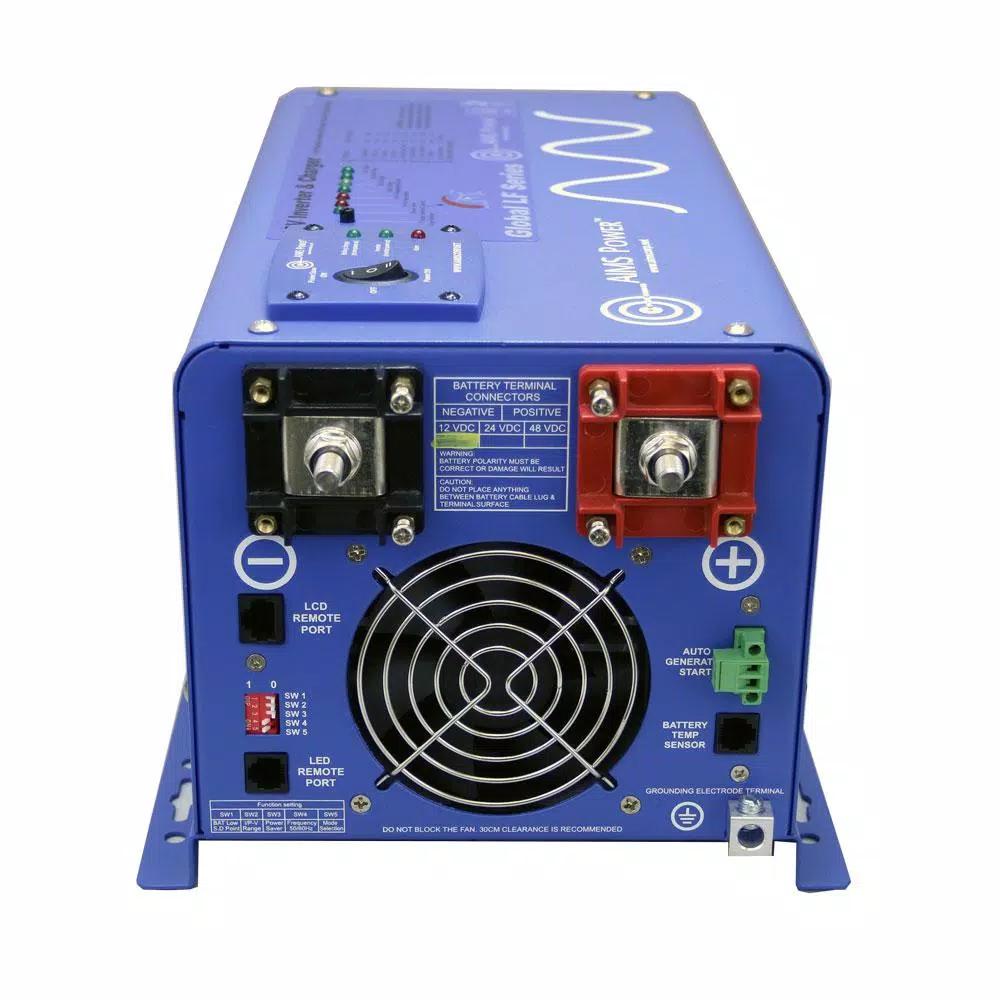 AIMS Power 2000-Watt Pure Sine Inverter Charger, 12V DC to 120V AC, 6000W Surge