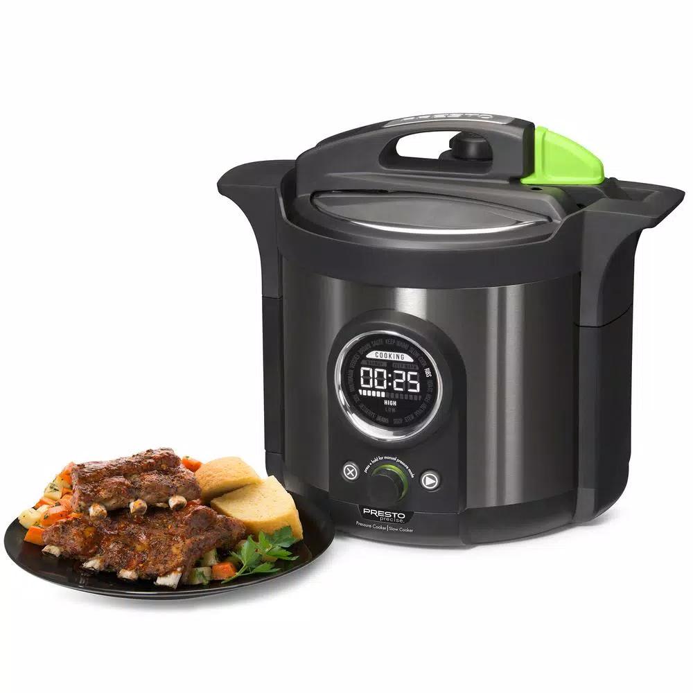 Presto Precise Plus 6 Qt. Black Stainless Steel Electric Pressure Cooker with 19 Programmed Settings
