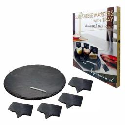 Epicureanist Slate Cheese Markers and Tray Set with Food-Safe Chalk thumbnail 5