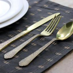 Gibson Elite Zambezi 5-Piece Gold Hammer Texture Stainless Steel Flatware Set, Service for 1 thumbnail 5