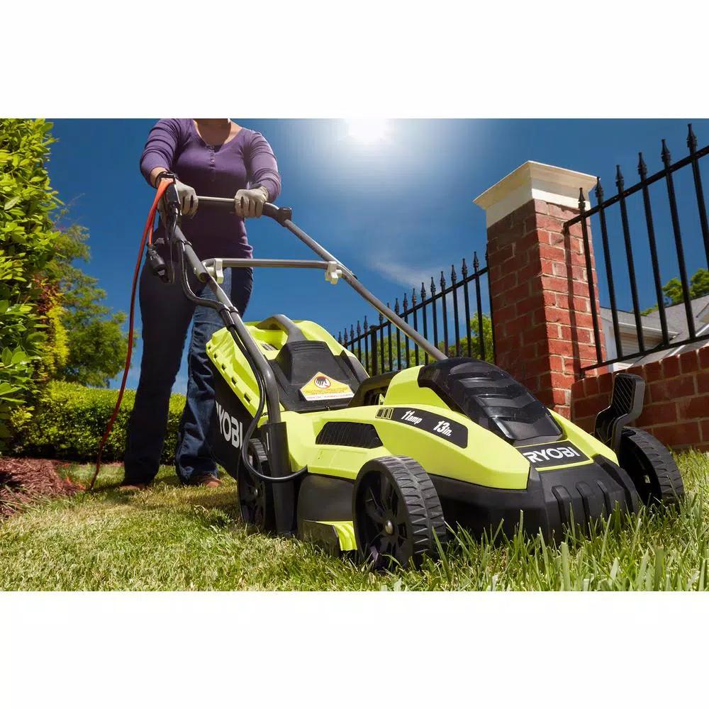 RYOBI 13 in. 11 Amp Corded Electric Walk Behind Push Mower and 8 Amp Electric Jet Fan Blower Combo