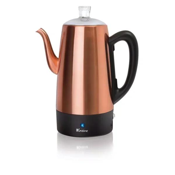 Euro Cuisine 12-Cup Copper Electric Percolator, Stainless Steel Coffee Maker