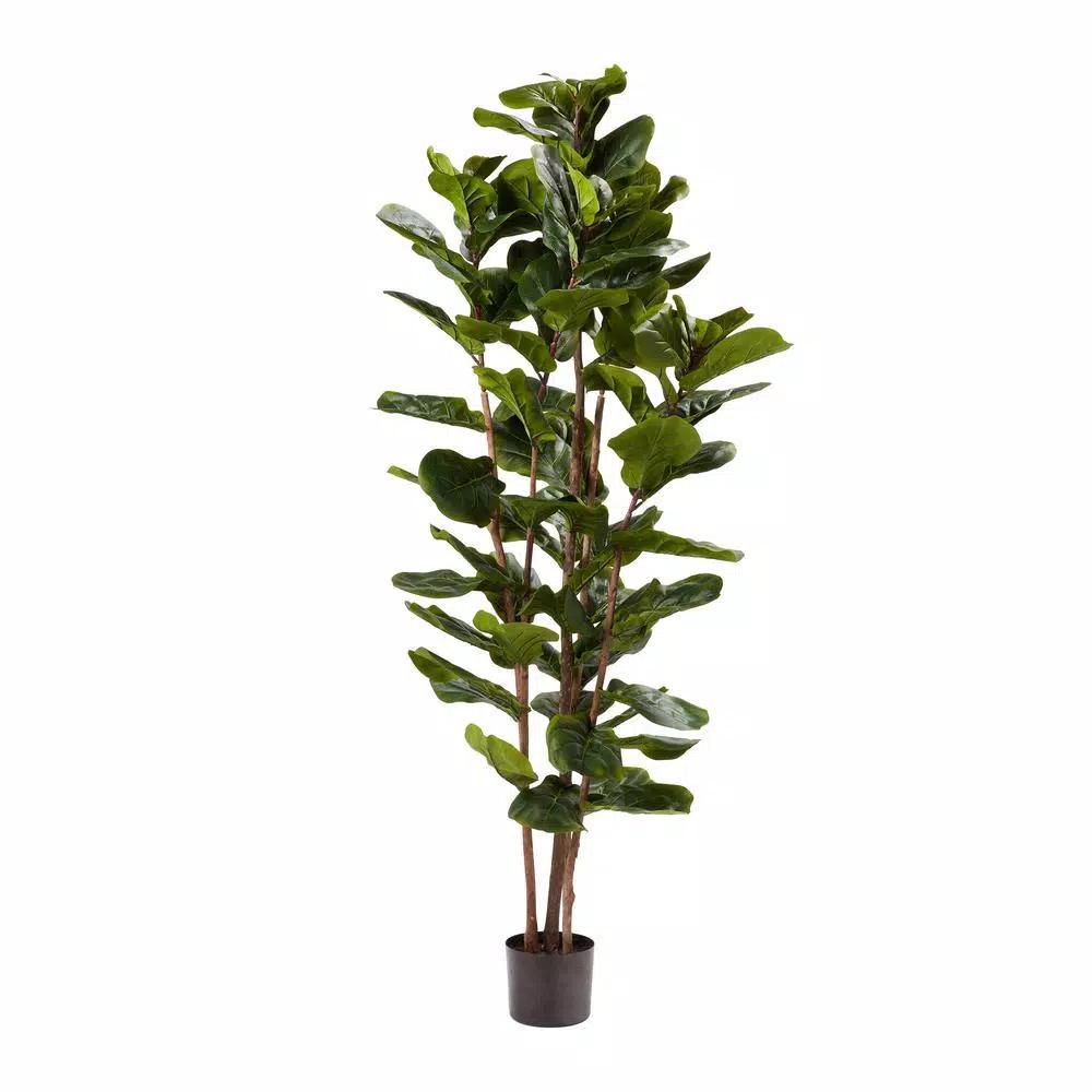 Pure Garden 72 in. Artificial Fiddle Leaf Fig Tree with Black Pot