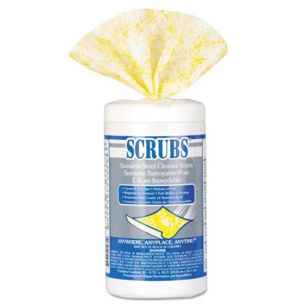 SCRUBS Stainless Steel Cleaner and Polish Wet Wipes, 6 Canisters (30 Wipes per Canister)