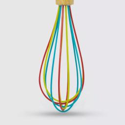 ExcelSteel 10 in. Silicone Tri-Color Whisk with Comfortable Wooden Handle thumbnail 3