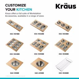 KRAUS 16.75 in. Workstation Sink Accessory Set with Bamboo Board, Stainless Steel Mixing Bowl and Colander thumbnail 8