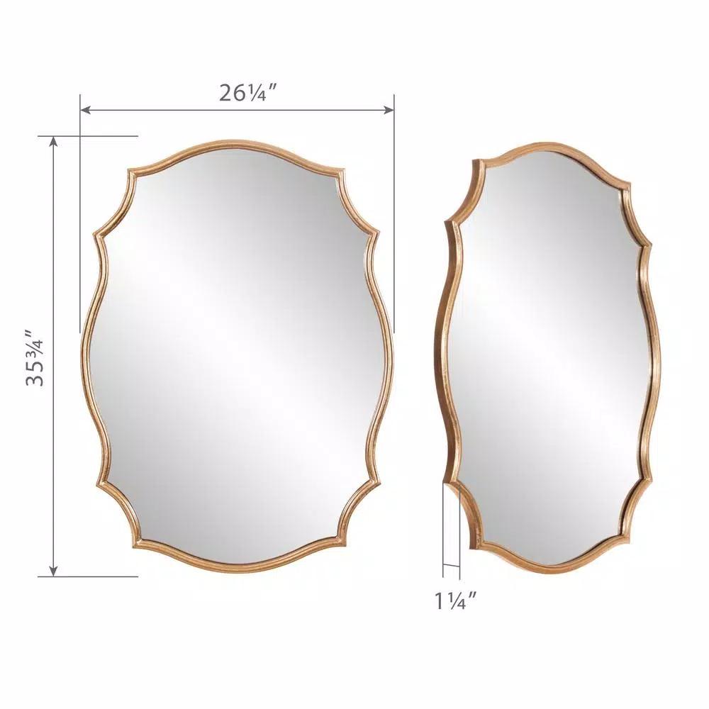 Pinnacle Art Deco Ornate Gold Scalloped Accent Mirror - 35.75 in. H x 26.25 in. W