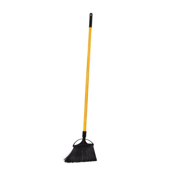 Alpine Industries 10 in. Black Outdoor Angle Broom with Fiberglass Handle