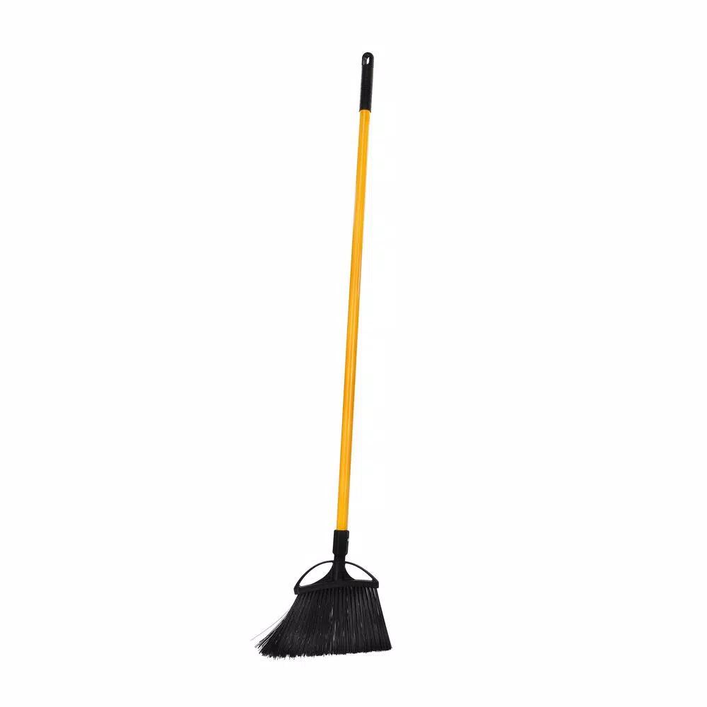 Alpine Industries 10 in. Black Outdoor Angle Broom with Fiberglass Handle