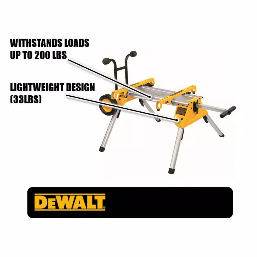 DEWALT 15 Amp 8-1/4 in. Compact Corded Jobsite Table Saw with Heavy-Duty Rolling Stand